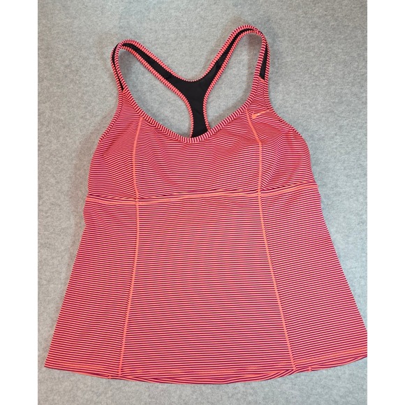 Nike Women's Red Striped Tank Top Racerback Built-In Bra Size Large - Picture 1 of 8